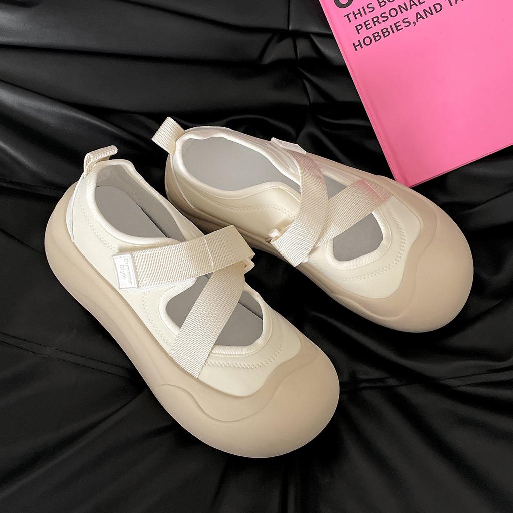 Retro Versatile Round Head Thick-soled Little White Shoes for Women's Summer 2025 New Models with Skirts To Increase the Height of Casual Soft-soled S