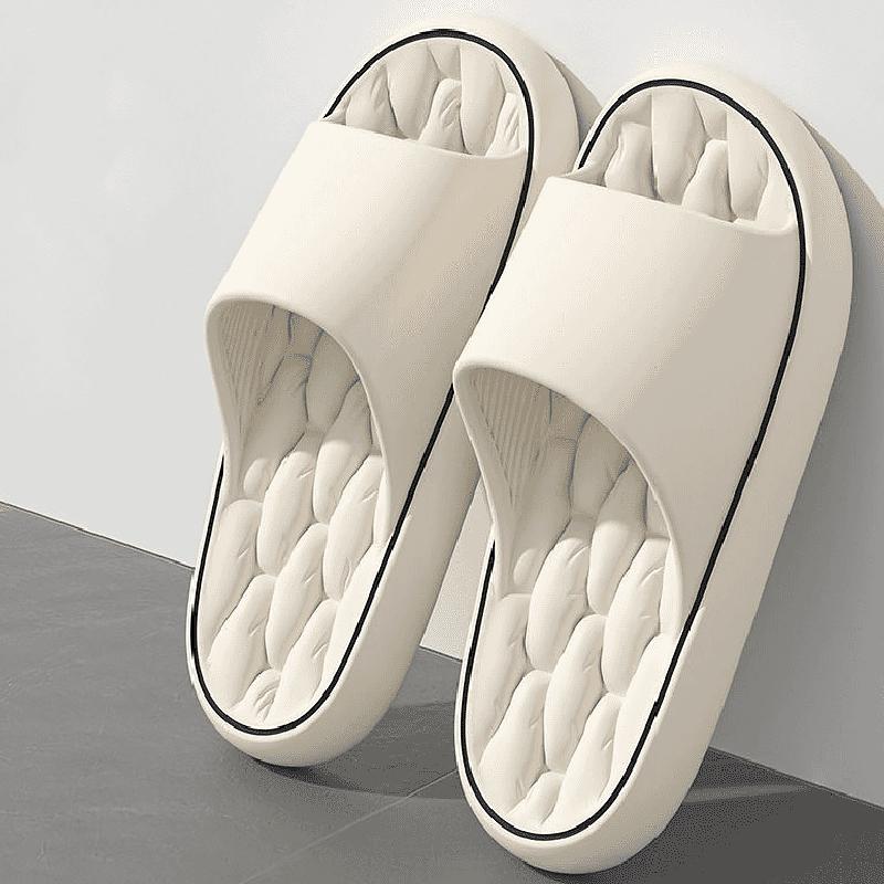 

Unisex Colorful Flip Flops Door Slides Simple Super Light Fashion Soft Slippers Bathroom Elastic Shoes Beach EVA 39-40 бежевый