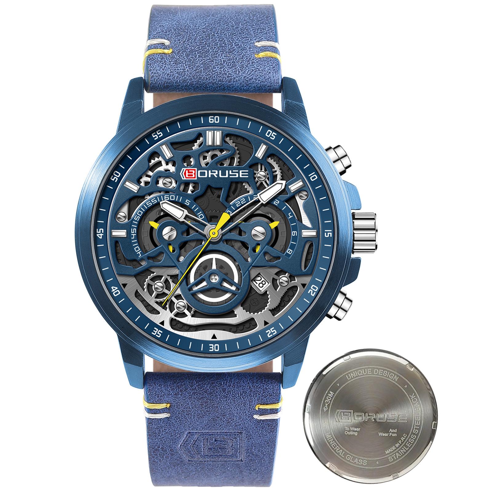 

Boruse Explosive Men S Watch Sports Waterproof Luminous Leather Calendar Multifunctional Quartz Watch