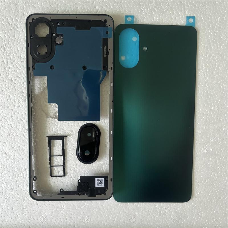 Full Phone Housing For Samsung Galaxy A07 4G Middle Frame Battery Back Cover Rear Door + Camera Lens Parts