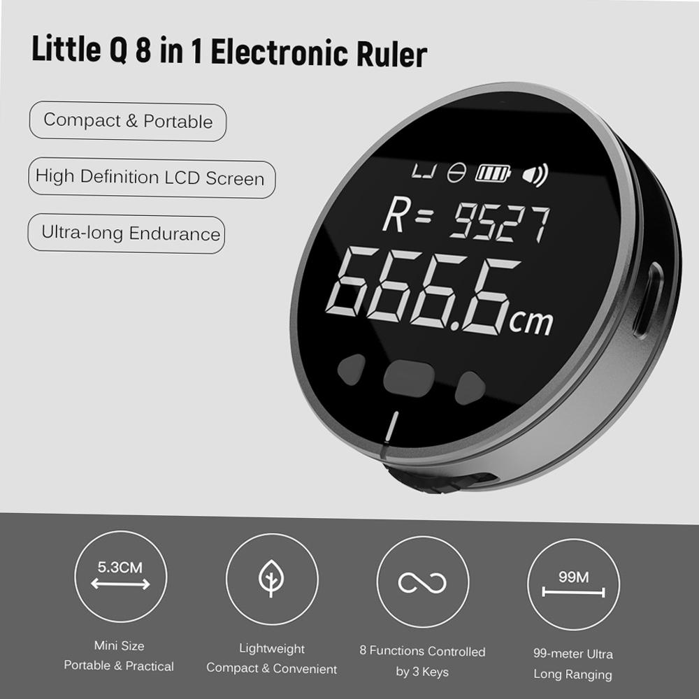 Little Q 8 In 1 Electronic Ruler LCD Display Range Finder 99m High Accuracy Handheld Length