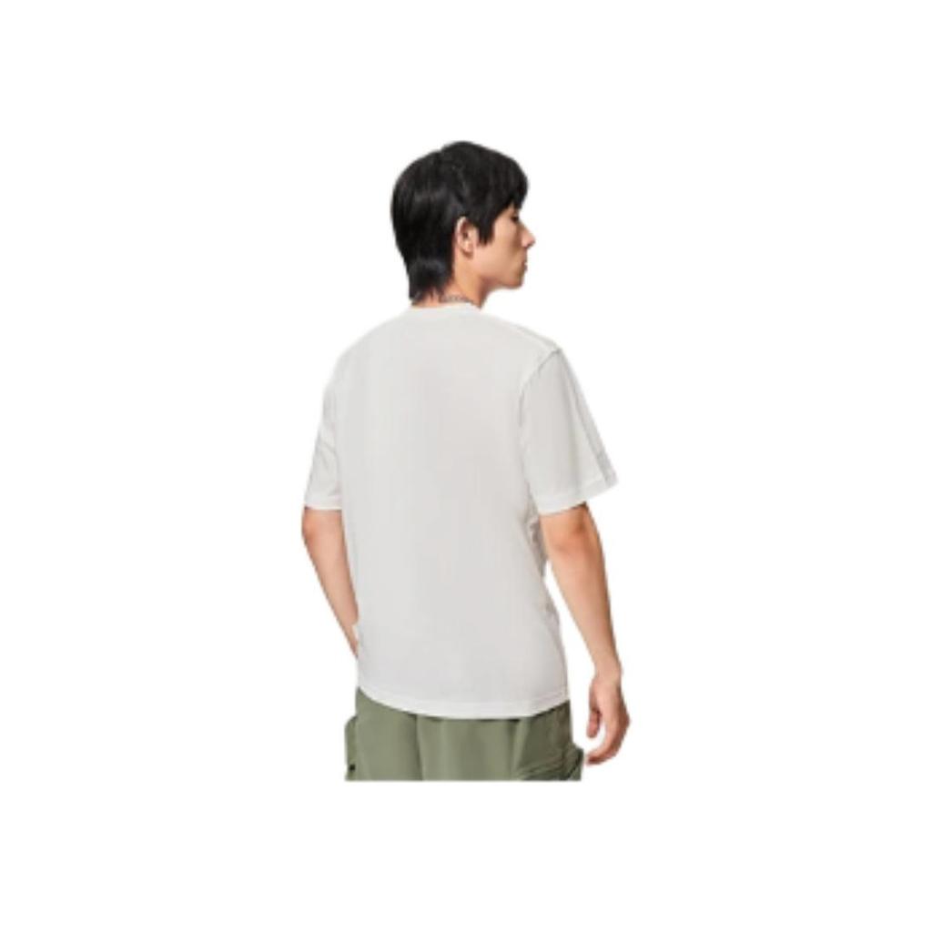 Li-Ning Sports Trend Series Round Neck Pullover Solid Color Logo Print Short Sleeve T-Shirt Men Tops White AHSS895-1