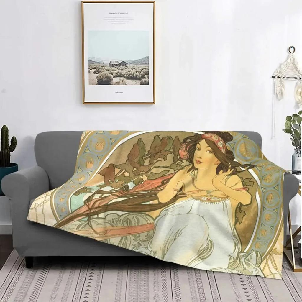 Renaissance Art Painting Blanket Medieval Vintage European Aesthetic Warm Comfortable Flannel Throw Blanket Art Women Blankets