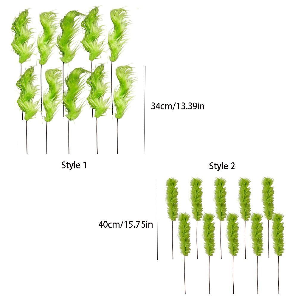 10pcs Artificial Fluffy Green Curling Rod Decoration Simulation Green Plants  Home Indoor Outside