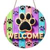 [Paw Print Welcome Sign] 2D Flat, 1pc Bohemian Style Paw Print Welcome Sign - Pre-Drilled for Hanging, Versatile Home Bar Decor, No Electricity