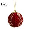 Luxury Holiday Tree Decorations Burgundy Velvet Christmas Ball Ornaments, 3.15 Inch Glitter Flocked Decorative Hanging Balls Decoration, Plastic