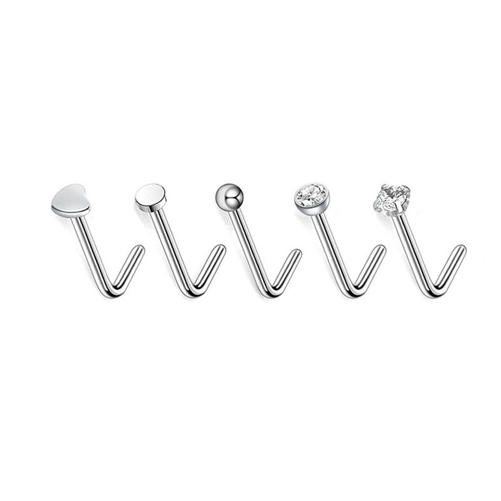 Nose Studs Set Removable Shaped Party Steel Reusable Stainless Decoration Jewelry Fashion Accessory Men Piercing DIY
