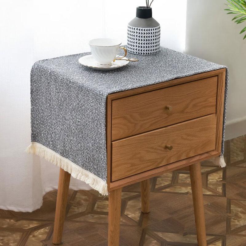 

Vintage Americana Bedside Table Cover Boho Style Crochet Tassel Trim Tablecloth Entrance Cabinet Dust Cover Christmas Home Decor (as the picture,40x90cm)