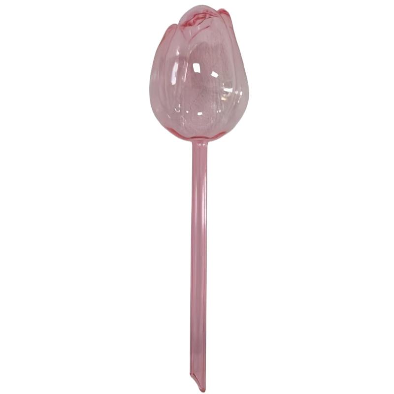 5PCS Plastic Pink Tulip Plant Watering Balls Narrow Outlet Design for Prolonged Dropping Suitable for Indoor and Outdoor Plants