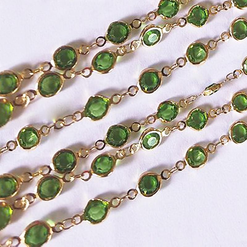 1meter 6mm Colorful Crystal Beads Beaded Chain Glass Bead KC Gold Necklace Chain Accessories for Jewelry Making Crafts DIY