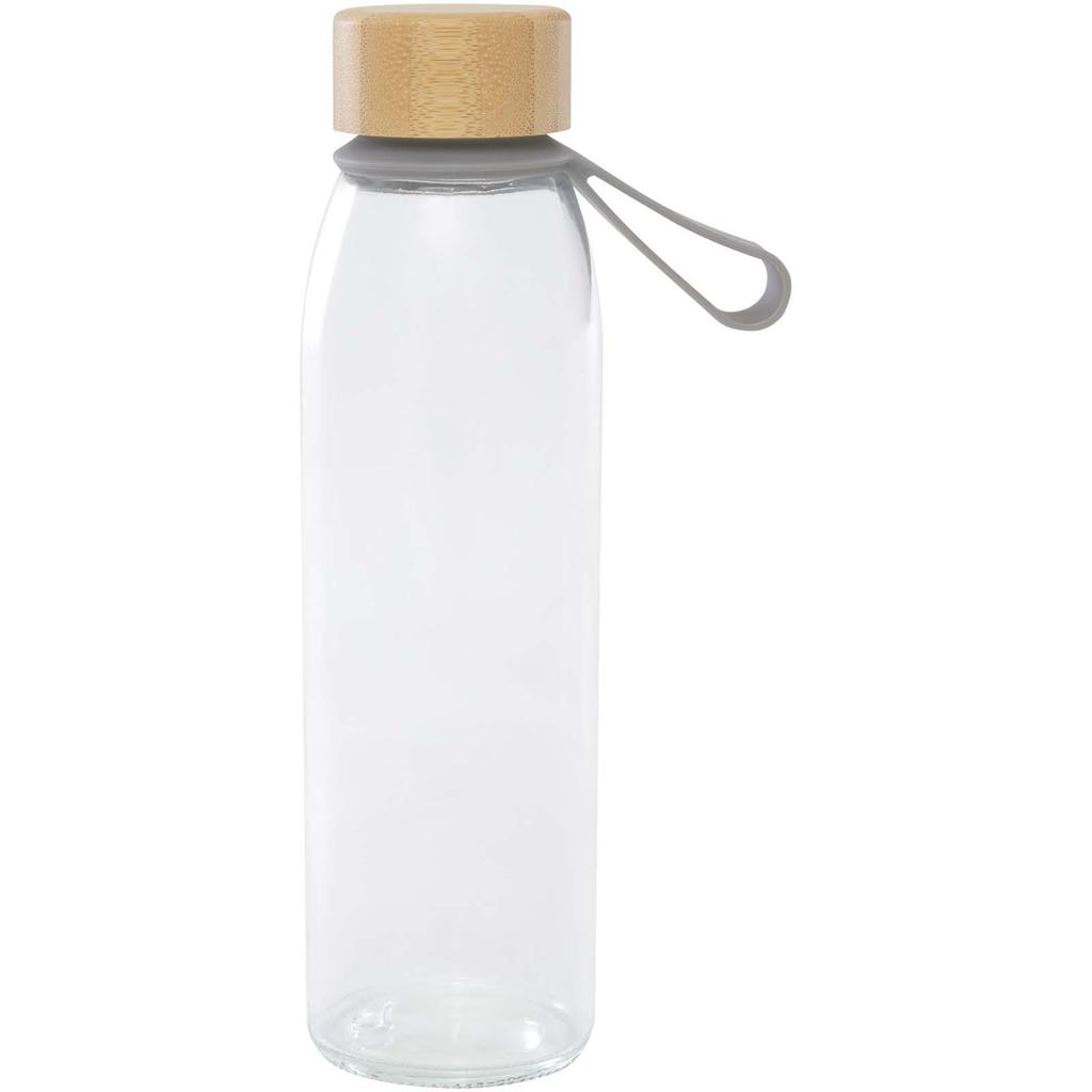 Bottle, Cristal 500 Ml with Handle De Silicona and Lid De Bamboo "Porto" Grey