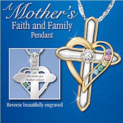 mothers cross necklace with birthstones