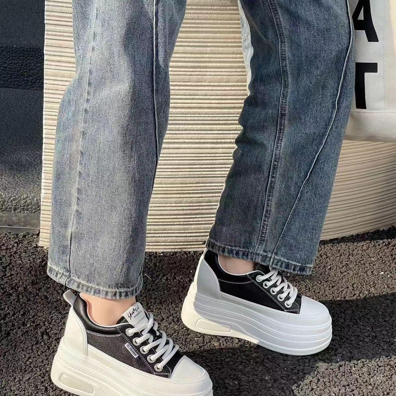 

Туфли на платформе белые женские весна 2024 новые увеличивающие рост женские туфли универсальные туфли-буфы популярные повседневные туфли для детей 37 чёрный