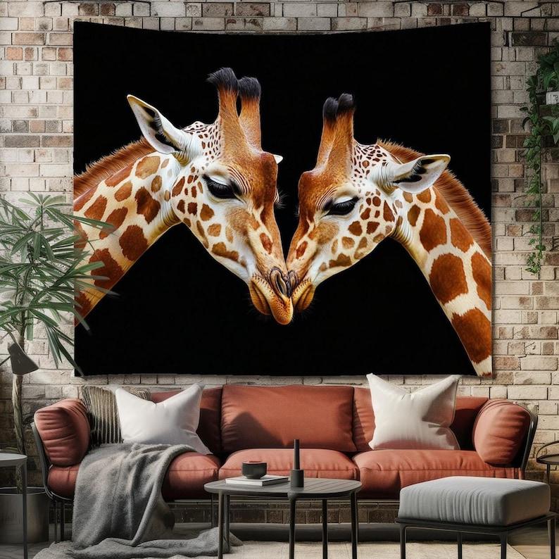 Giraffe Love tapestry 75x100 чёрный