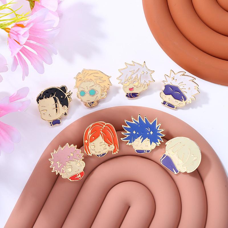 Stylish And Colorful Alloy Enamel Pin Badge Of Jujutsu Kaisen Characters For Casual Wear And Personal Accessories