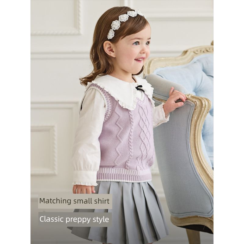 David Bella Children's Sweater Vest 2026 New Boys' Vest Knitwear Girls' Spring Outfit Academy Style Sleeveless Jacket
