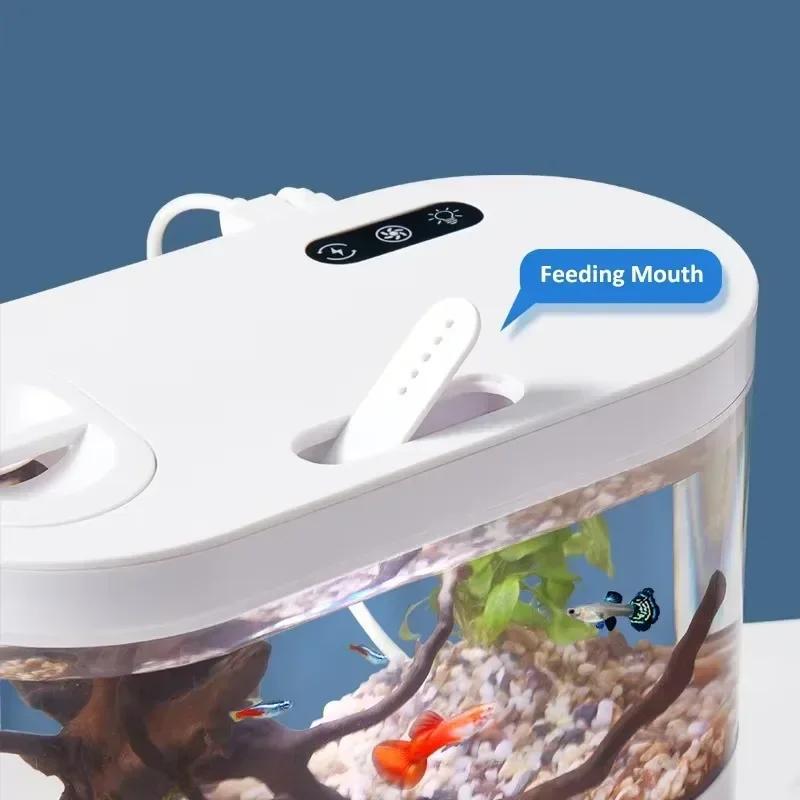 USB Mini Desktop Aquarium Fish Tank with Biochemical Filtration System LED Light Betta Fish Ecological Water Cycle Goldfish Tank