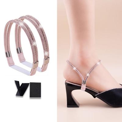 Yousheng 2 Pcs Elastic Shoe Straps High Heels Anti-loose Straps Detachable Rhinestone Shoe Belts for Sandals Loose Slip-on Shoes DIY Accessories