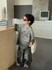 Summer 2025 Boys' Retro Spray-dyed Ripped Short Sleeve T-Shirt