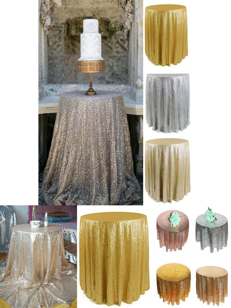 Elegant And Shimmering Sequin Tablecloth 48'' Round For Wedding And Dining Tables
