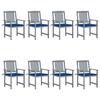 Maison Exclusive - Chaises de jardin et coussins lot de 8 Bois acacia solide Gris