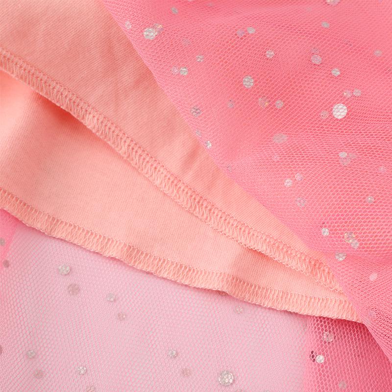 Prinzessinnenkleid aus Netzstoff im europäischen und amerikanischen Stil für Mädchen – Sommerkollektion mit Rundhalsausschnitt