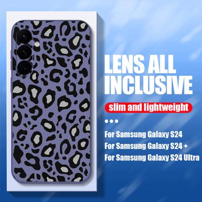 Stoßfeste, weiche TPU-Hülle für Samsung S24 Ultra S23 Plus S22 S21 A54 A53 A34 Telefonabdeckung mit Leopardenmuster und Lanyard
