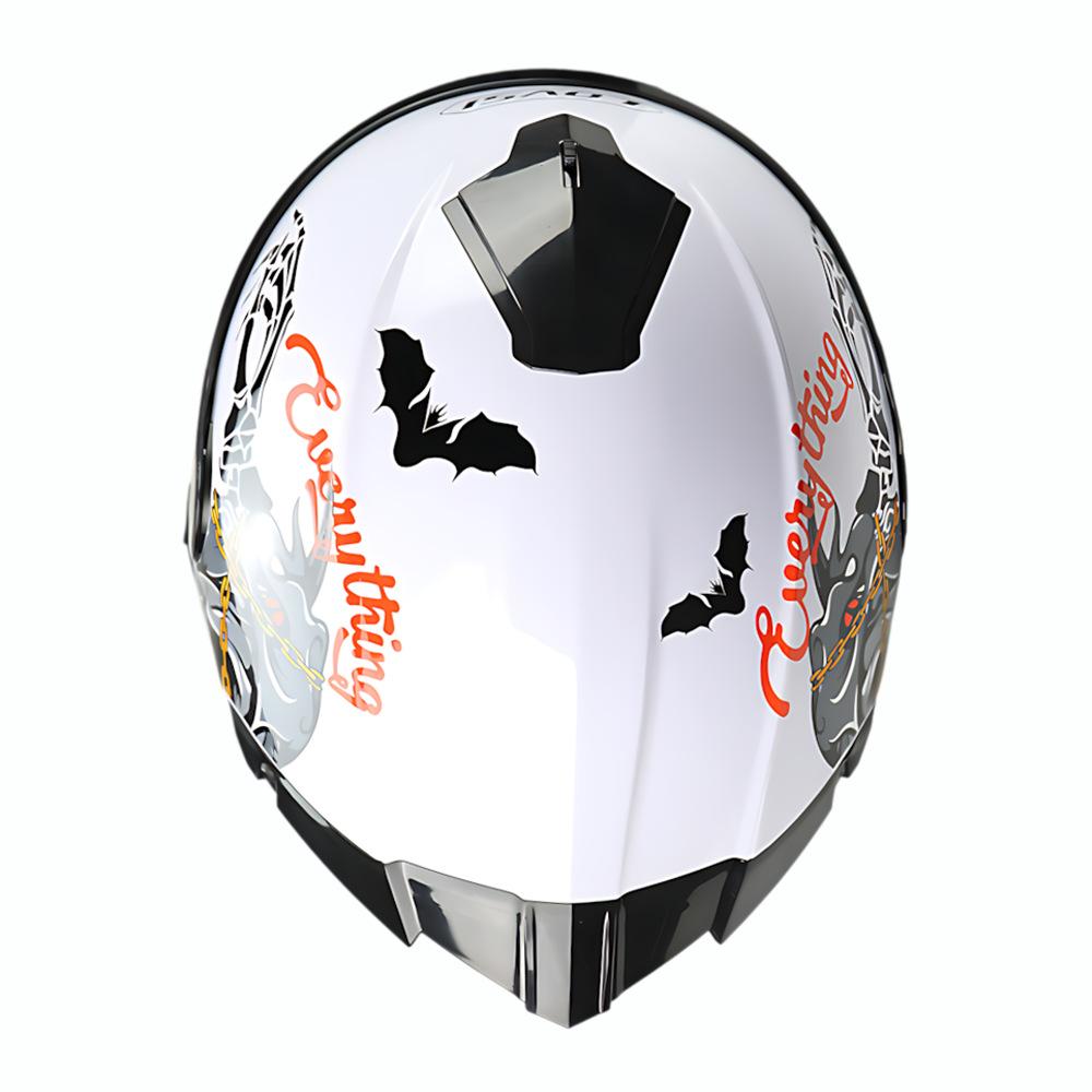 Men's and Women's Double Lenses Big Tail Motorcycle Riding Winter Cool Personality Full Helmet
