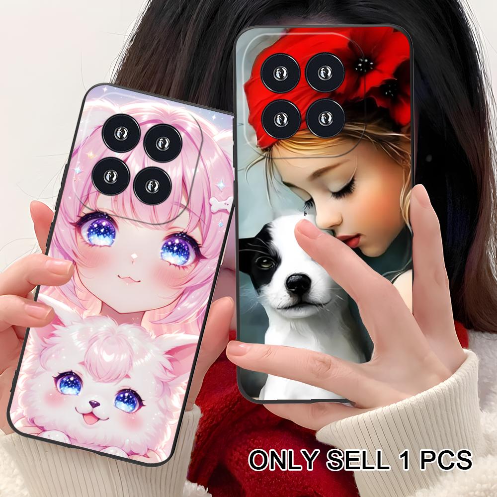 Girl Dog Puppy Matte TPU Mobile Phone Case for Xiaomi 15 14 13 12 Mi 11 T Ultra Lite Pro S X 5G Colorful Printing Cover
