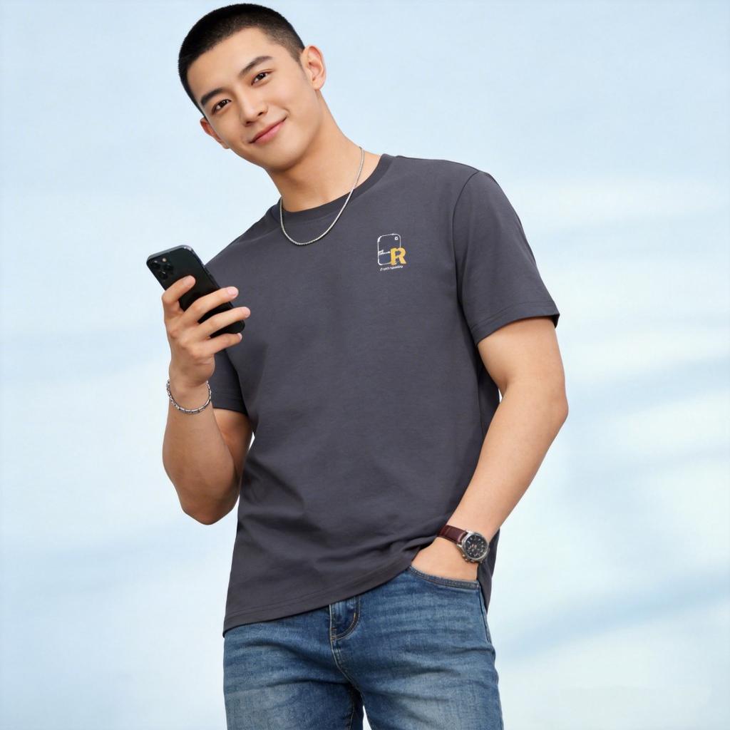 Plus Size Men's T-shirt 220g Heavyweight Cotton Solid Color Loose Fit Casual Summer Tee Top