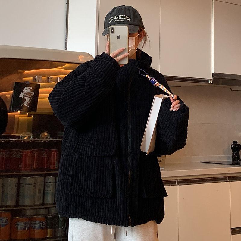 Zimní bavlněná bunda Pár manšestrová bavlněná bunda Nový styl Pracovní oblečení Volná zesílená bavlněná bunda Student