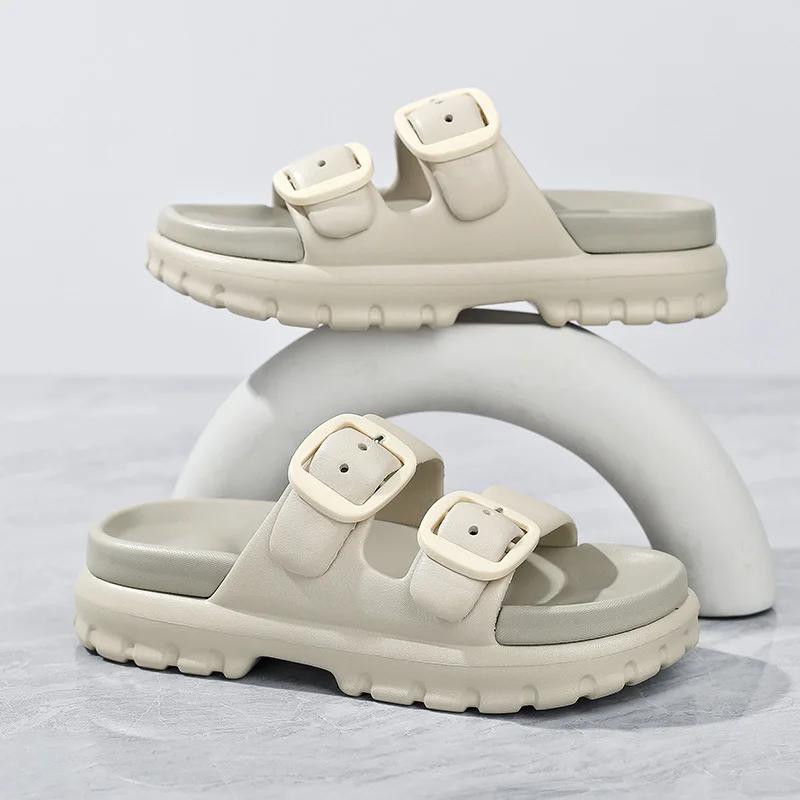Fashion Black Platform Sandals Summer Beach Unisex Sandals  Wear Outside Slippers Indoor Sandals Fashion Women Shoes Outdoor Men Shoes
