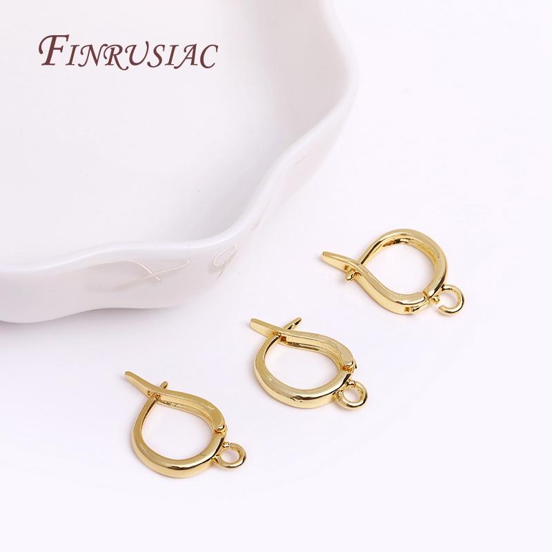 18K Real Gold Plated Brass Metal Popular DIY Earring Hook Clasps Handmade Earrings Making Accessories Findings Wholesale