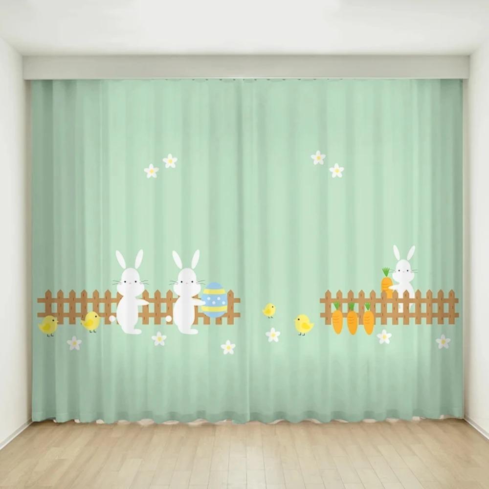 Hoher Verdunkelungsvorhang, Cartoon-Kaninchen, süßer Vorhang für Kinder, Mädchen, Schlafzimmer, Wohnzimmer, Fenstervorhang, dicker Verdunkelungsvorhang