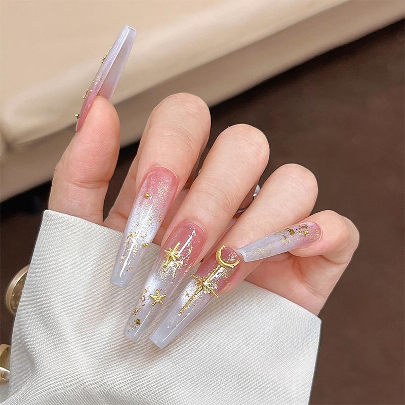 1Pcs Alloy Star/Moon 3D Nail Art Charms Gold Flatback Love/Cross/Geometric Nails Decorations Manicure Supplies