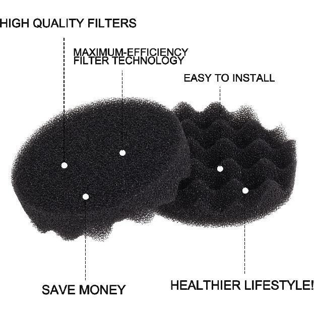 Swess 8Pack Foam Filter Pads, FX4 Filter Media Compatible with Fluval FX4/FX5/FX6 Canister Foam & FX6 Carbon Filter Pads Replacement, Aquarium Filter