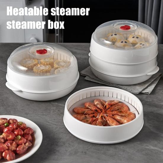 Microwave Vegetable Steamer Food Grade Transparent Plastic Cookware Reusable Kitchen Cooking Steamer for Dumplings Vegetables