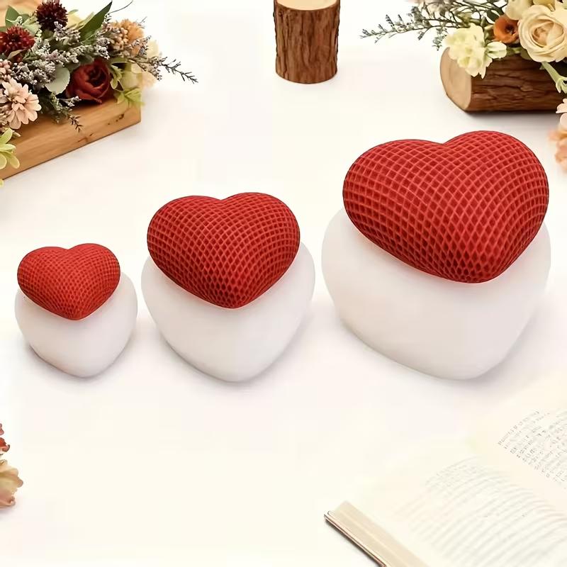 3PCS Frosted Mesh Woven Heart-Shaped Resin Molds for DIY Heart Candles, Clay, Plaster Ornaments, And Silicone Molds for Desktop