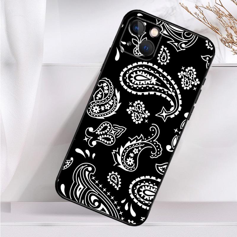 Black Bandana Paisley Shockproof Case For iPhone 17 16 15 14 11 Pro Max Plus 12 13 Mini 16e 17 Air Phone Cover