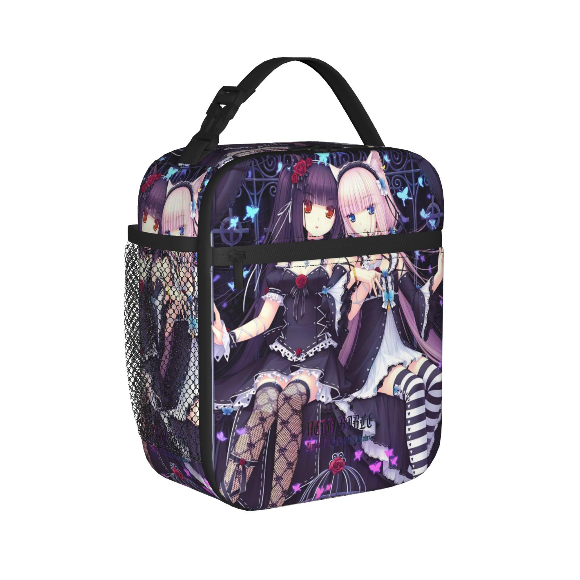 Nekopara Insulated Lunch Bags High Capacity Cartoon  Games Meal Container Cooler Bag Tote Lunch Box School  Picnic Girl Boy One Size