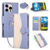 iPhone 17 Color Block Wallet Case: Drop-Proof Leather with Lanyard & Card Slots