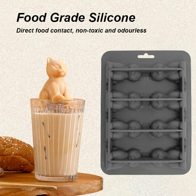 1pc 3D Cat Ice Cube Mold Easy To Release Silicone Ice Hockey Machine Suitable for Cold Drinks Whiskey and Cocktails BPA Fre