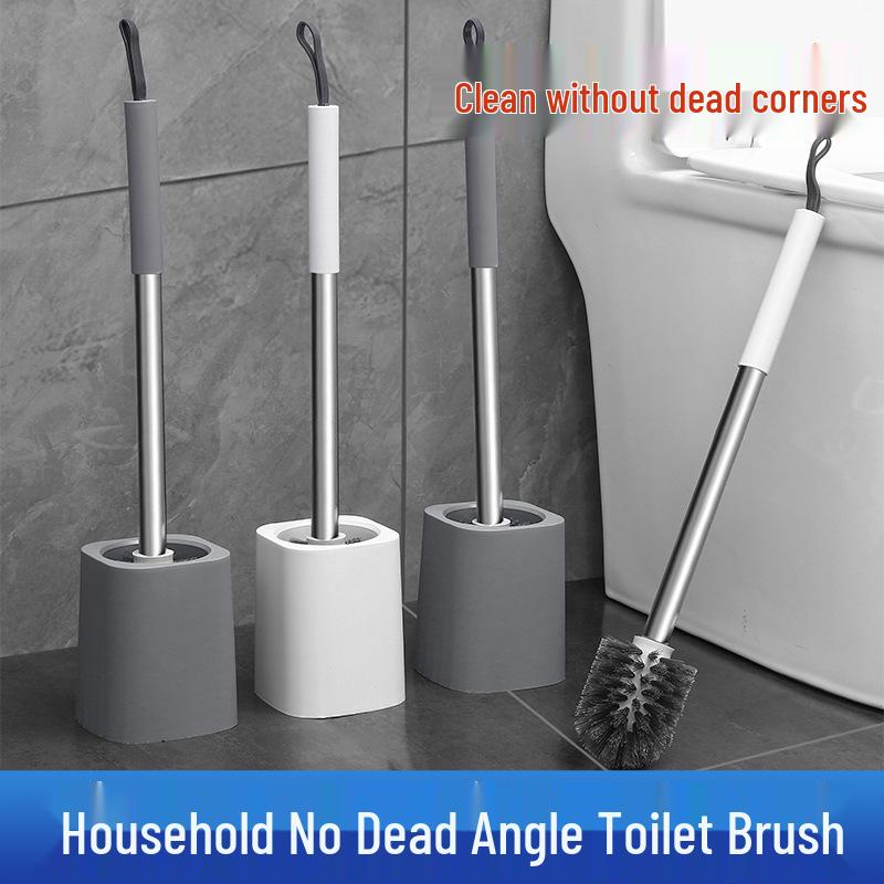Wall-Mounted Multi-functional Long Handle Toilet Brush with Round Head and Draining Base for No Dead Corner Cleaning