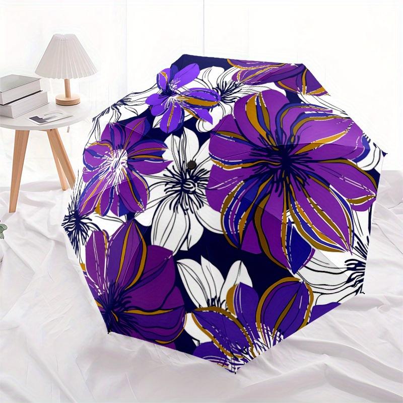 1pc Floral Pattern Automatic Open/close Folding Umbrella, Compact Portable Travel Umbrella, Perfect Birthday/Christmas, Cute Umbrella, Durab