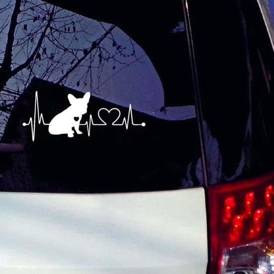 French Bulldog Heartbeat Car Bumper Window Sticker Reflective Decorative Decal