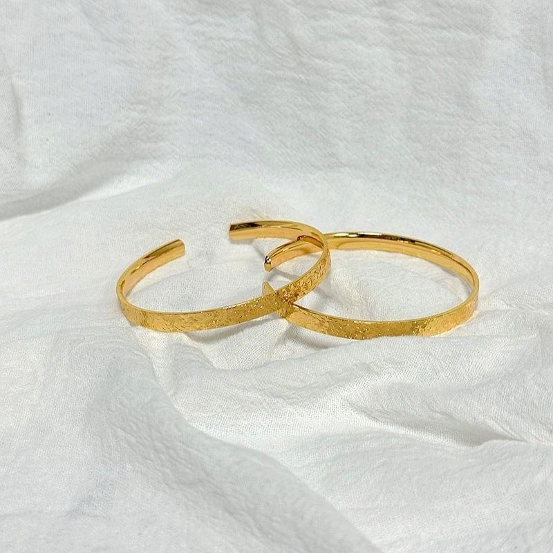 Gold Plated Bangle With Sparkling Crushed Ice Texture And Comfort Fit Design Perfect For Daily Wear Anniversary Party Gift