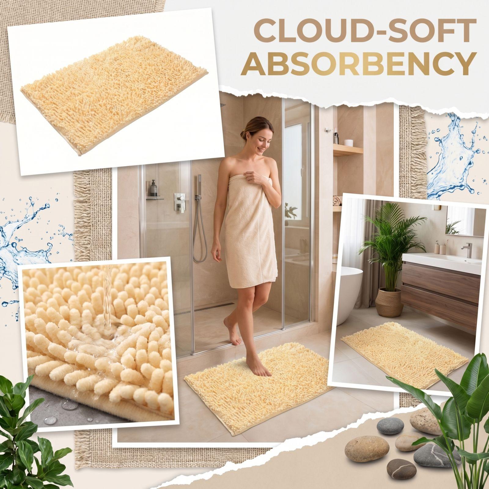 Chenille Bath Mat 40x60cm Absorbent Non Slip Bathroom Rug Door Mat Soft Texture Microfiber Floor Mat бежевый