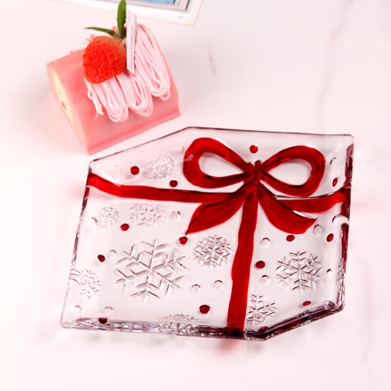 Flavinmci Red Crystal Glass Butterfly Fruit Plate