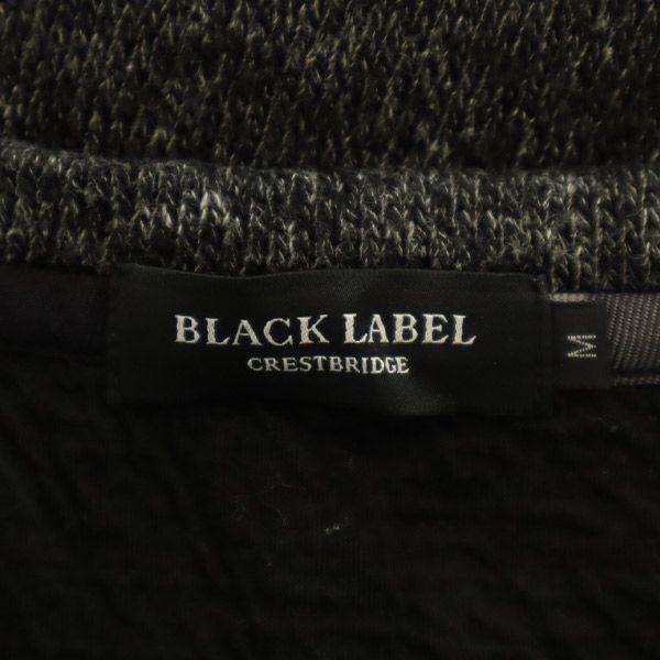 BLACK LABEL CRESTBRIDGE check Long sleeve knit M gray crew neck sweater Men's Used