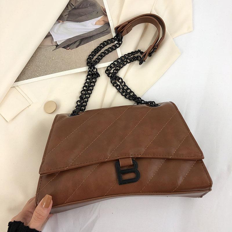 

Новая модная вышитая цепочка-песочные часы, универсальная женская сумка через плечо или на одно плечо коричневый